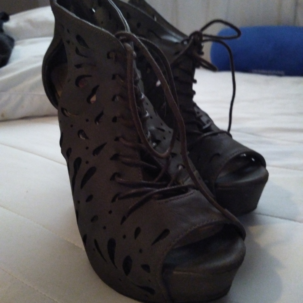 Tall Lace up Stiletto Pump by Pink & Pepper